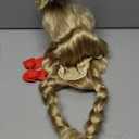 Wiggy Mermaid Blonde Braided Wig with Red-bow Earrings for Women Christmas Cindy Wig with Accessories for Halloween Christmas Costume Party