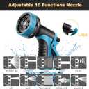 Garden Hose 25 ft, Lightweight No-Kink Leakproof Water Hose with 10 Functions Spray Nozzle and 3/4" Brass Connectors, for Lawn Watering, Floor Cleaning, and Car Washing, Black Blue