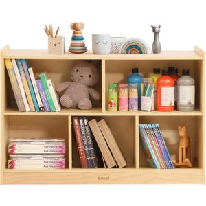 Toy Storage Organizer for Kids Room, Wooden Kids Bookshelf for Classroom, Cube Storage Organizer for Playroom, 5-Section Montessori Bookshelf & Toy Shelf for Nursery