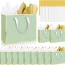 Epoesch 12 Pack Sage Green Gift Bags with Handles – Includes 24 Tissue Paper – 11.8"x10"x4" – Elegant 5 Senses Gift Bags for Wedding, Bridesmaids, Groomsmen, Guests, Easter, Mother's Day, Holiday (Sage Green)