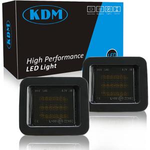 KDM LED License Plate Lights fit for Ford F150 2015-2022 F-150 Pickup Truck Raptor, Smoked Len 6000K 2PCS Assemble LED Tag Lamp for replacement