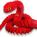 3D Printed Animals-Snake Viper,3D Printed Snake Toys Articulated Snake 3D Printed Animals Animal Model Ornaments Creative Funny Toy Festival Gift for Frends (Red, 24Inch)