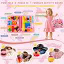 Toddler Busy Board Montessori Toys for Toddler 1-3 Year Old, Girl Birthday Gift, Preschool Educational Montessori Busy Book Board, Felt Sensory Activity Board Sorting Toy Age 2-4 with Fine Motor Skill