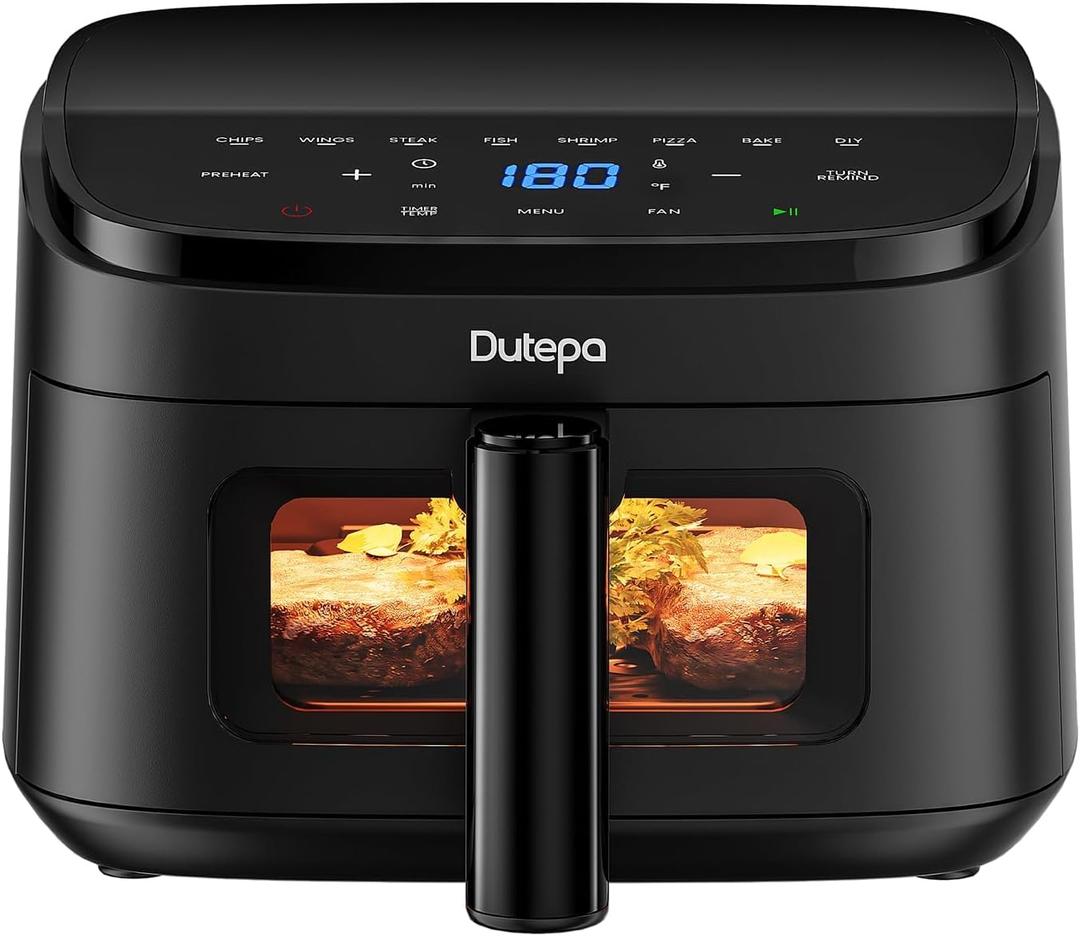 Air Fryer 8-in-1, 4.5Qt Air Fryer, Space-Saving & Compact with DC Motor, Fast & Crispy Cooking, Adjustable Fan Speed, 95% Less Oil for Healthy Family Meals, Dishwasher Safe