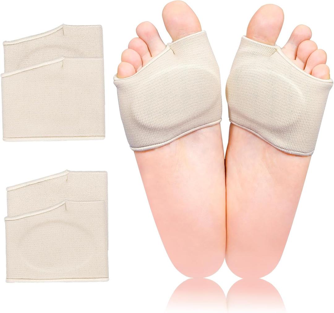 2 Pairs Metatarsal Pads with Gel Pad for Women and Men, Foot Pads for Ball Pain Relief, Morton's Neuroma, Metatarsalgia Support (Beige), Large