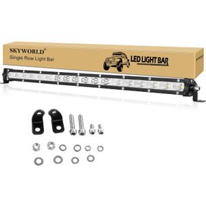 SKYWORLD 20 inch 90W Single Row LED Light Bar Low Profile Ultra Thin Slim Mini Spot Flood Combo Beam Off Road Driving Lights Led Fog Lights Boat Lighting ATV SUV UTV Truck