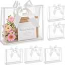 ZJHiome 8pcs Large Clear Gift Bags with Handles,Reusable PVC Gift Bag with Ribbon Bow for Graduation Christmas Easter Wedding Baby Shower Birthday Party Small Business (White)