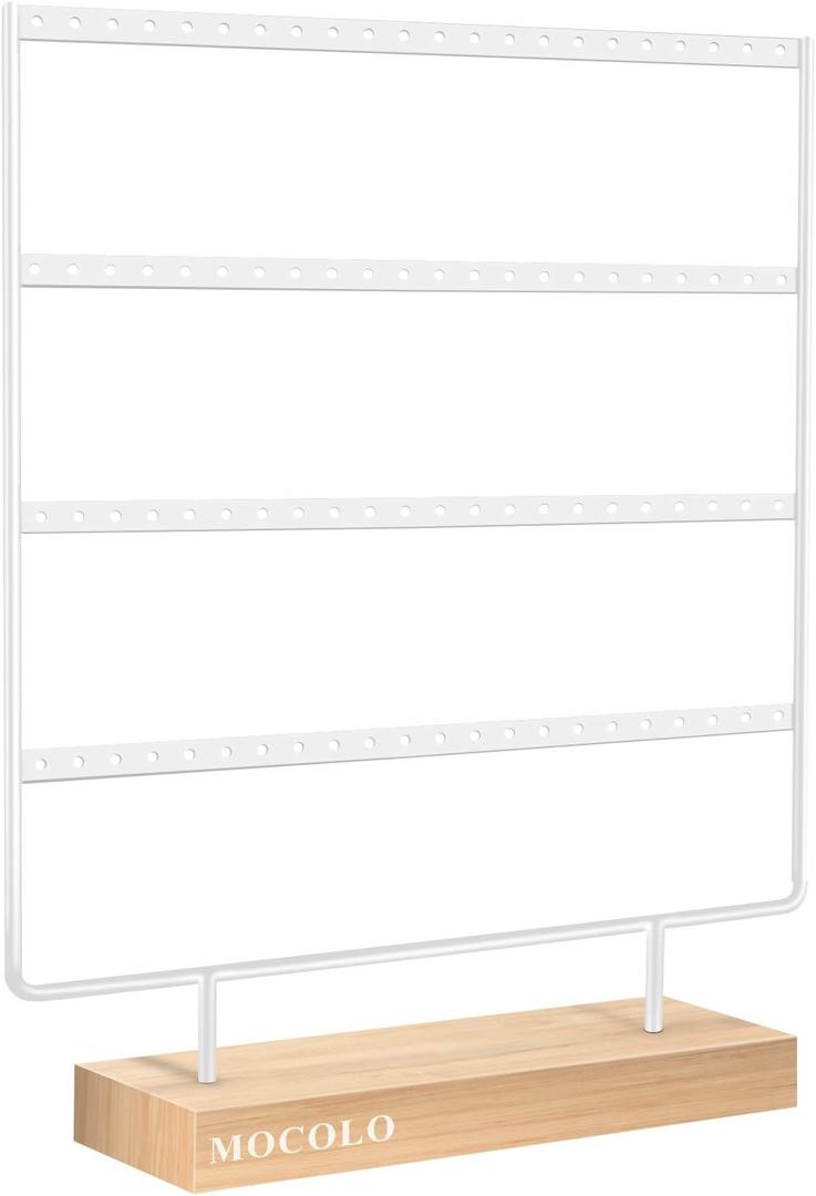 Earring Holder Stand, Earring Organizer Display Holder Stand for Hanging Earrings(88 Holes & 4 Layers) (White)