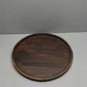 20" Rustic Wooden Serving Tray - Extra Large Round Ottoman Table Tray for Farmhouse Decorative Oversized Coffee Table Trays Living Room Kitchen Counter Breakfast Brown