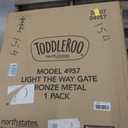Toddleroo by North States - Light The Way Baby Gate: Metal Safety Gate for Stairs & Doorways with Light Sensing LED - Adjustable 28.5 to 38.25 Inches Wide - 29.3 Inches Tall - Matte Bronze
