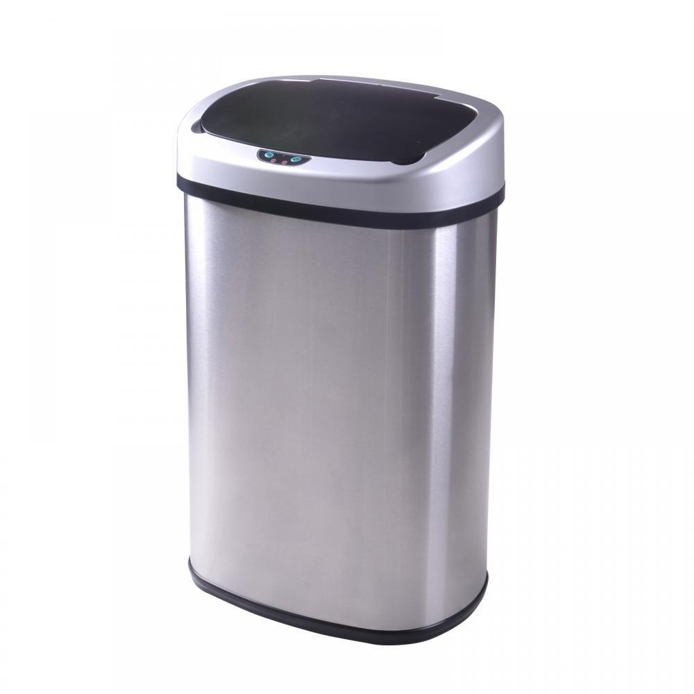 FDW Kitchen Trash Can for Bathroom Bedroom Home Office Automatic Touch Free Garbage bin with lid Brushed Stainless Steel Rectangular 13 Gallon / 50L