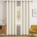 MIULEE Blackout Room Darkening Curtains Thermal Insulated Drapes Solid Window Treatment Set Grommet Top Light Blocking Curtain for Living Room/Bedroom 2 Panels 52 x 84 inch Length Beige White