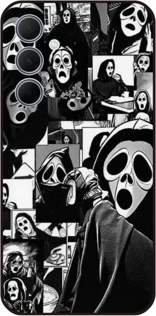 Compatible for Samsung Galaxy A35 Case, Fashion Cool Skull Skeleton Scary Face Pattern Phone Case, Soft TPU Silicone Protective Cover for Women Men Boys Girls for Samsung Galaxy A35