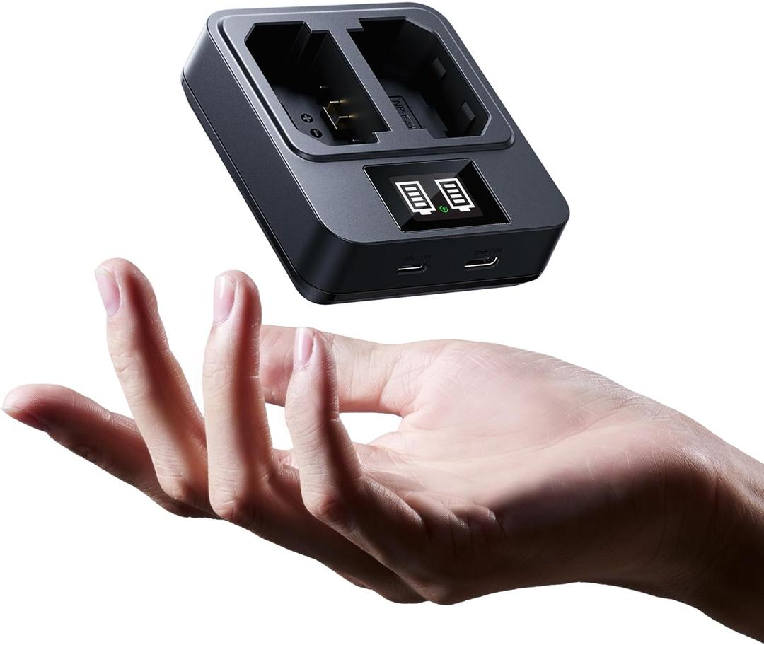 llano 20W NP-FZ100 Fast Battery Charger - Dual Slot for Sony A7III A7IV A6700 FX3 FX30 A7C A7CII A7RV A7RIII A6600 ZV-E1 ZV-E10II A9 A1 FX2 Cameras, USB-C & Micro-USB Inputs,Smart LED Display