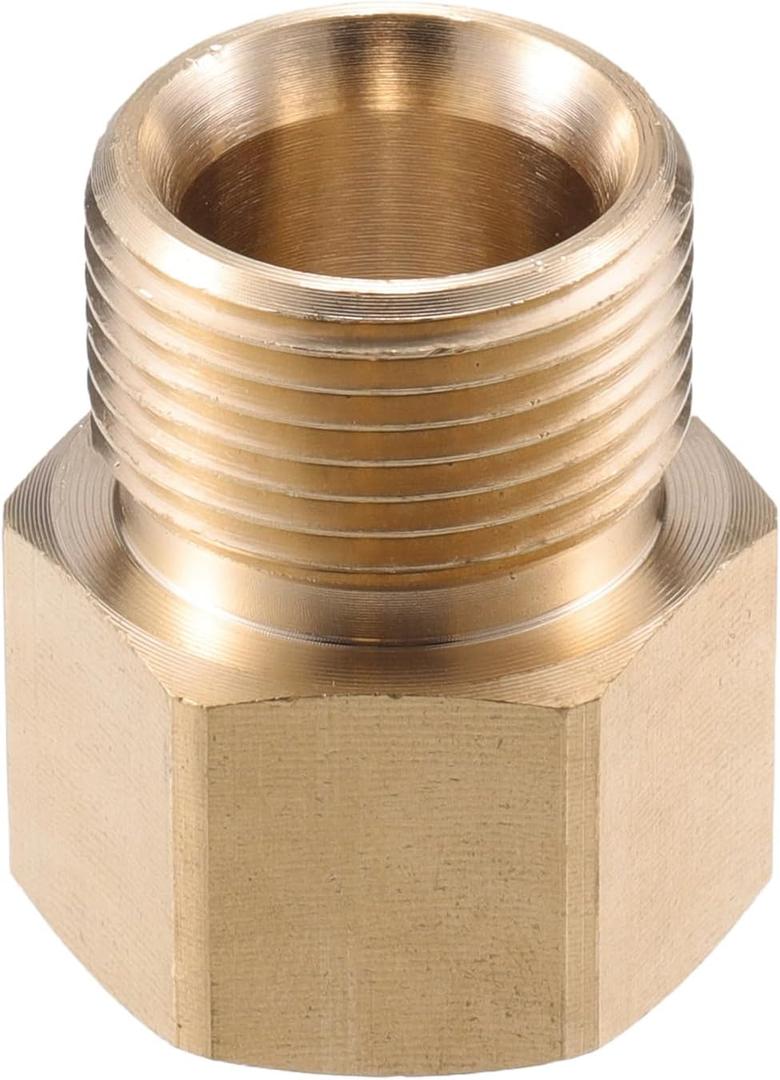 Pressure Washer Connector, M22x1.5 to 15mm M22x1.5 Male and Female Adapter Brass Screw Hose Connector Universal for Pressure Washer Quick Connect Brass Copper Tone