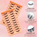 Wispy Lashes 10 Pairs - 3D Volume False Eyelashes Natural Look with Thin Cotton Band, 13mm Soft Flared Cat Eye Lashes, Mink Self Adhesive Fake Eyelashes Strips for Daily Effortless Makeup
