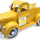 Farmhouse Lemon Decor 13.4 Inch Large Vintage Truck with 20 Magnets Interchangeable Seasonal Decor Rustic Metal Pickup Spring Summer Lemon Centerpieces for Tables Home Lemonade Party, Yellow