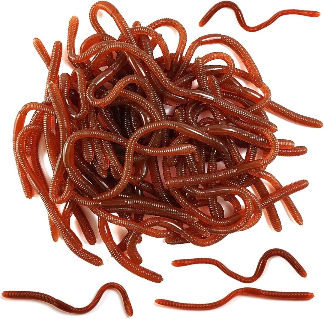 RONYOUNG 50PCS 7.1inch Fake Earthworm Soft Stretchy Rubber Earthworm Lifelike Worm Trick for Halloween April Fool's Day Party Decoration