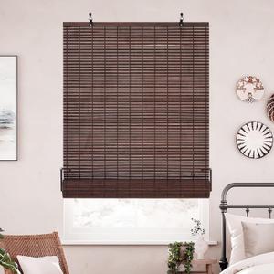 ALIMOO Cordless Bamboo Roller Shades for Interior Windows, Light Filtering Cordless Roman Shades Blinds for Indoor Home Patio Porch 32" W x 72" L