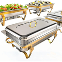 9Qt 4 Pack [Multiple Food Pans Combo] Chafing Dishes for Buffet | High Grade [Durable and Hard] Chafing Dish for Parties, Events & Weddings, Indoors & Outdoors