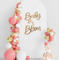 Wokceer Baby in Bloom Sign for Backdrop Baby Shower Sign for Party Banner Gender Reveal Boy Girl Decorations Baby's 1st Birthday Party (15.2 Inch x 12.6 Inch, Light White)
