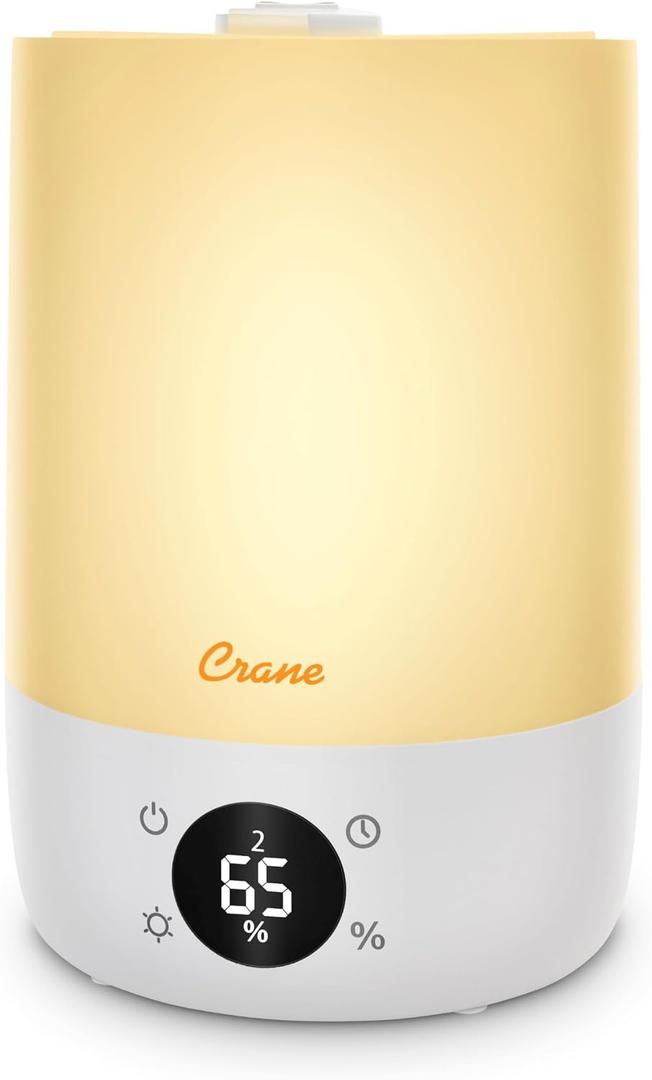 Crane Ultra-Quiet 3-in-1 Humidifier, Essential Oil Aroma Diffuser & Soothing Sleep Light - Compact 1.2 Gallon Capacity with Adjustable Night Light & Fragrance Tray - Ideal for Bedroom and Office