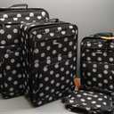 Rockland Polka Softside Upright Luggage Set, Expandable, Lightweight, Black Dot, 4-Piece (14/19/24/28)