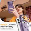 tharlet Magnetic for iPhone 17 Pro Max Case Purple with Load Glitter Card | [MagSafe Compatible] Luxury Plating Diamond Frame [ DIY Glitter Card Back ] Full Camera Protection with Screen Protector