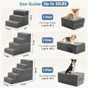 DUMOS Dog Stairs for Small and Medium Dogs, 3-Step Pet Steps with High-Density Foam, Indoor Non-Slip Pet Ramp for Puppy and Older Dogs Cats, Dog Bed Stairs for Couch and Sofa, Grey