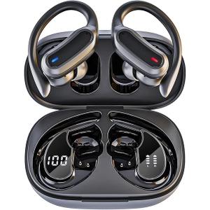 Wireless Earbuds, Bluetooth 5.4 Headphones, True Wireless Stereo Sound Earphones with Noise Cancelling Mic, Fast Charging, IPX7 Waterproof, Comfort Fit Ear Buds for Sports/Workouts/Travel (Deep Black)