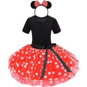 Kid Girls Polka Dots Princess Dress Toddler Ballet Dresses with Headband (3-4T, 0288red)