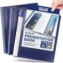 Dunwell Presentation Binder 12-Pocket, Displays 24 Pages, 8.5x11 Portfolio Binder with Plastic Sleeves, Storage and Organizer for Documents, Certificates, Projects, Photos (2 Pack, Blue)