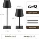 UME 3 Pack Cordless Table Lamp, Battery Operated Lamp - Portable Waterproof Rechargeable Table Lamp w/ 3 Color Temps & Stepless Dimming for Dinner, Desk, Cafe, Outdoor (Black)