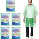 CloudTen Compact and Disposable Rain Ponchos for Men and Women (Green (5 Packs))