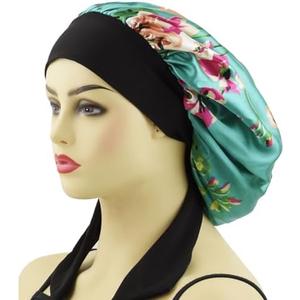 Silk Bonnets Satin Bonnet for Women Curly Hair Covers Large Sleep Hair Bonnets Sleeping Night Cap Silk Bonnet with Tie Band