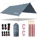 Waterproof Camping Tarp - PU5000mm Coating Rain Fly for Hammock Cover, Tarp Tent, Versatile with 19 tie-Outs - Portable, Essential for Backpacking and Camping Gear - 10x10ft (Slate Blue)