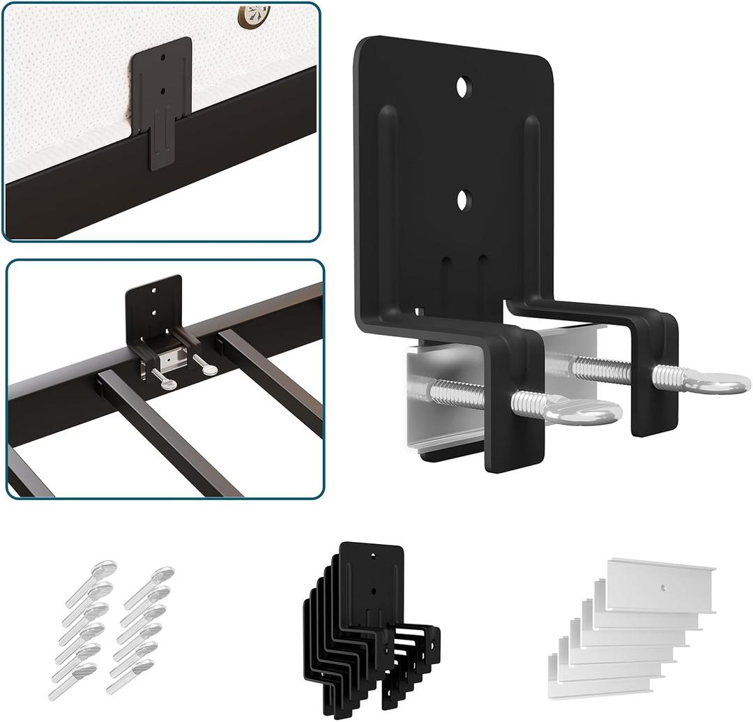 Non Slip Mattress Gaskets for Bed Frame, Mattress Holder in Place Gripper, Keep Mattress from Sliding Stopper, 6 Pcs Black Baffle Fit for Box Spring, Wide Applicability