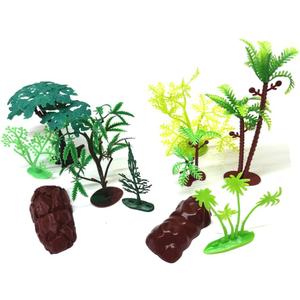 10 Pieces Model Rock Jungle Wide Trees Figurines with Base