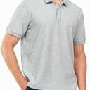 NORTHYARD Men's Cotton Polo Shirts Short Sleeve Knitted Golf Shirt Casual Classic Polos T-Shirt, Light Grey, L