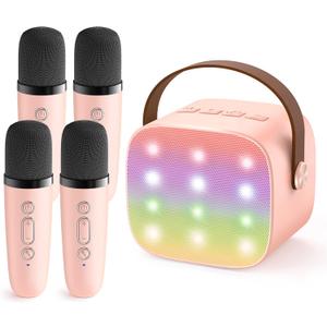 YLL Upgraded Mini Karaoke Machine with 4 Wireless Microphones Toy for Kids, 2026 Top Birthday Gifts for Girls Boys, Portable MP3 Player for Ages 3, 4, 5, 6, 7, 8, 9, 10, 11, 12+ Year Old Party (P-Ink)