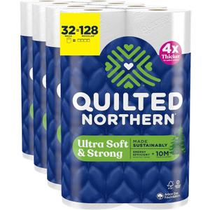 Quilted Northern Ultra Soft & Strong Toilet Paper, 32 Mega Rolls = 128 Regular Rolls, 5X Stronger*, Premium Soft Toilet Tissue
