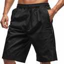 TRFIC Mens Casual Summer Beach Shorts Mens Gym Shorts Side Zipper Elastic Waist Drawstring Shorts with Pockets, L
