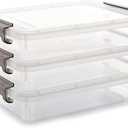 Citylife 3 PCS Plastic Storage Bins with Latching Lids Portable Project Case Clear File Box Stackable Storage Containers for Organizing A4 Paper, Photo, Document, Scrapbook
