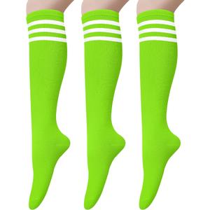Senker Fashion Women's Knee High Socks Cotton Stockings for Women Long Striped Tube Boot Sock for Casual Outdoor Sport (Green)