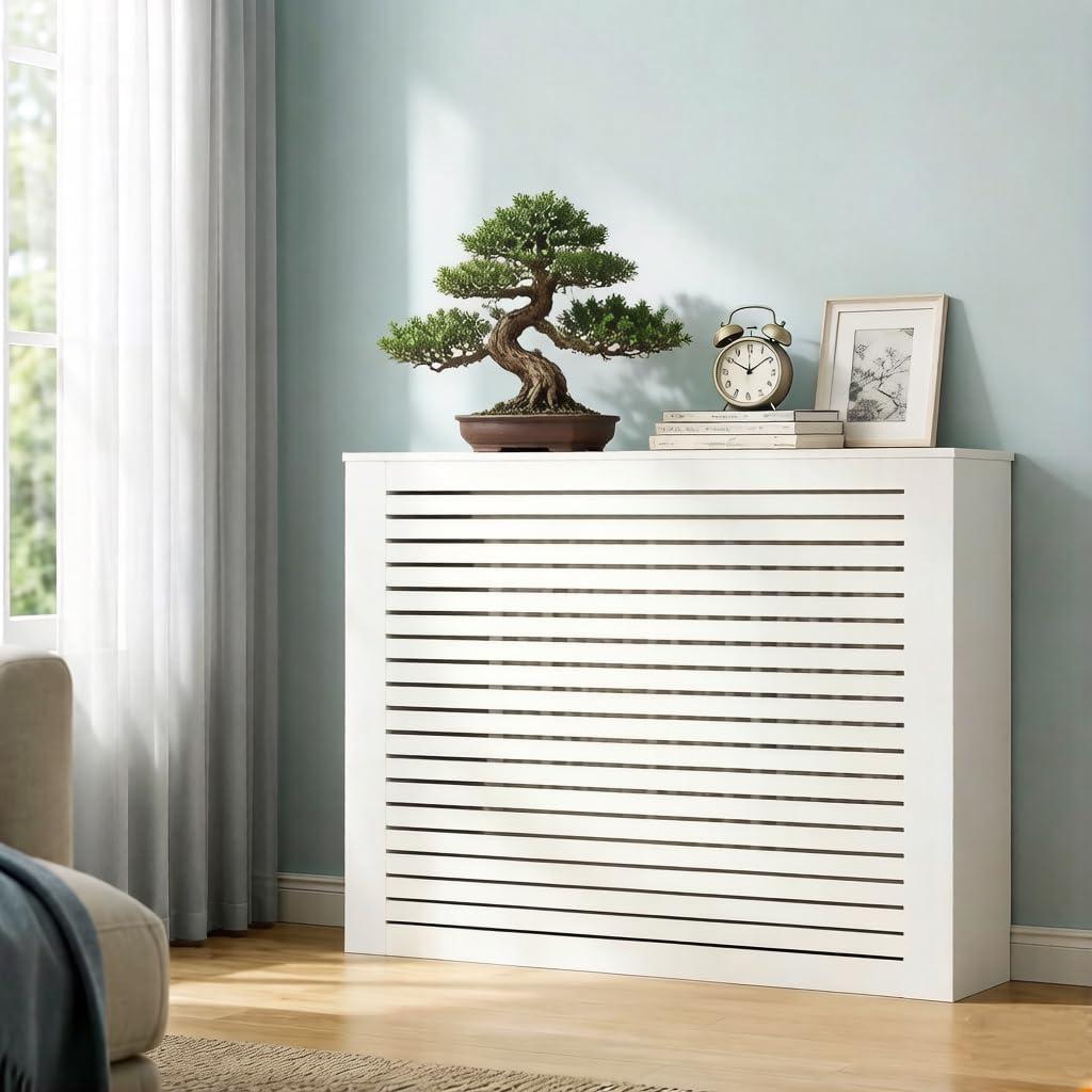 Radiator Cover Shelf White Heater Cover with Shelf Wooden Radiator Covers Radiator Cover for Old Radiator No Drill Radiator Shelf for Office Living Room Bedroom Hallway (39.3 x 31.4 x 7.8 in), 39.3 x 31.5 x 7.8 in