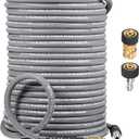 3/8" Pressure Washer Hose 125 FT 4500 PSI, Steel Braided Layer & NonMarking Rubber for Hot/Cold Water High Power Washer Replacement With 3/8 Inch Quick Connect & M22 Fitting, Industrial-grade (Gray)