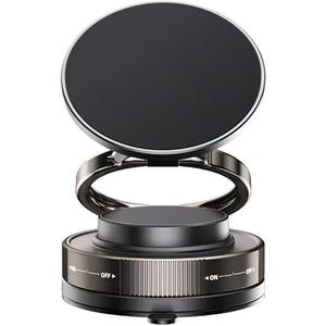 Mrglas Vacuum Magnetic Suction Phone Holder,Doubled Sided Universal Cellphone Holder Stand for Car/Home/Smooth Surface/Mirror/Glass Foldable and Retractable Vacuum Magnetic Suction Phone Mount Bracket(B)
