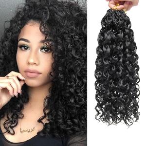 14 Inch Pre Looped Crochet Hair for Black Women - Gogo Curl/Beach Curl/Ocean/Water/Deep Wave Crochet Hair Pack of 8, Synthetic Hair Tangle-Free Natural Look Curly Hair Extensions (1B)