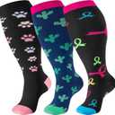 bropite Plus Size Compression Socks Wide Calf for Women & Men 20-30 mmhg-Extra Wide Calf Knee High Support Socks for Medical, Running,Nursing,Athletic (4X-Large, 07- Cactus Plus)
