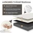 KMFurnila Tri-Fold Single Memory Foam Mattress, 4 inch Folable Mattress with Collapsible and Washable Cover, Portable Guest Floor Bed for Camping Travel